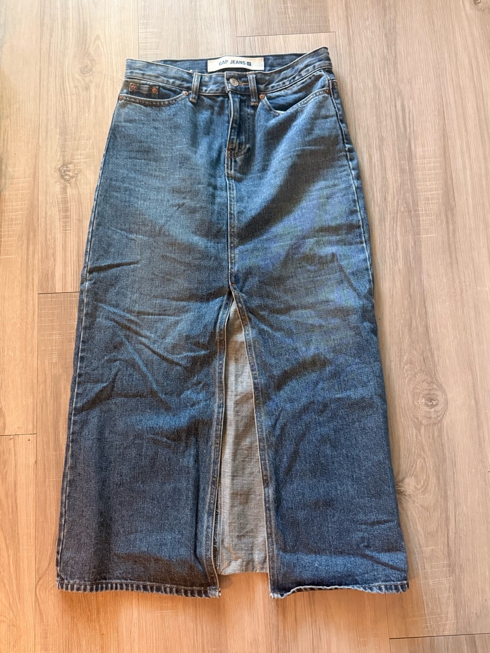 GAP Indigo Denim Maxi Skirt with Front Slit